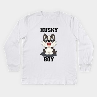 husky boy Kids Long Sleeve T-Shirt